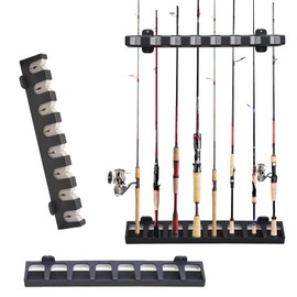 linguang Wall Mount 6/8 vertical， horizontal for Fishing Rod Holders and Pole Racks in Garage Home Room(Gray 8 Vertical)
