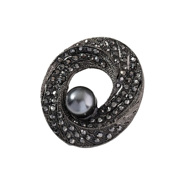 ROFARSO Dark Silver Victorian Style Twist Round Brooch Pin with