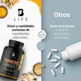 Cúrcuma + Jengibre Con Aceite De Coco 180 Cápsulas B Life