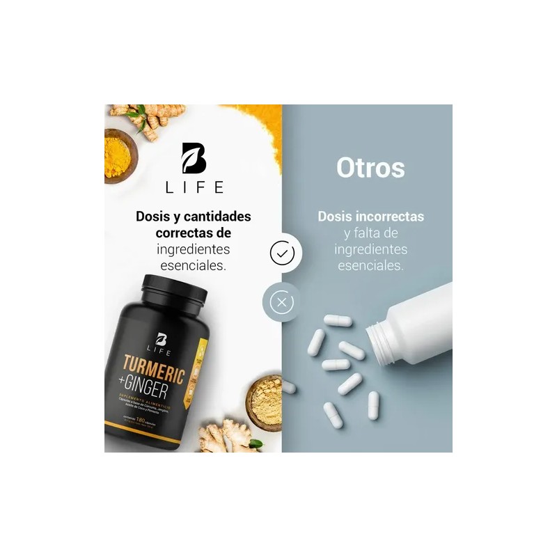 Cúrcuma + Jengibre Con Aceite De Coco 180 Cápsulas B