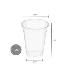 oz Clear Plastic Cups with Flat Lids - 50 Pack Disposable Plastic Parfait Cups - for Iced Coffee, Milkshakes, Cold Drinks, Smoothie, Slurpee, Boba Cup