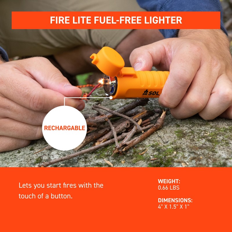 S.O.L. Survive Outdoors Longer Fire Lite Fuel Free Rechargeable Lighter