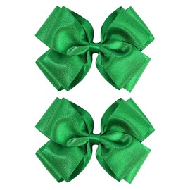 CN 4.5 Inch Green Glitter Hair Bows for Girls Alligator Clips Sparkly Satin Hair Accessories for Kids Toddler Women on Birthday Wedding Christmas and Party