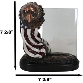 Ebros Gift Patriotic Bald Eagle With American Flag Beveled Engravable Glass Frame 6"x4"