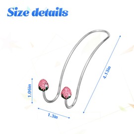 BESULEN Strawberry Car Decor Hooks, 2 Pack Bling Diamond Seat Back Organizers, Auto Headrest Storage Hangers Hooks for Purse Handbag Clothes Grocery, Universal Car Accessories for Women (Pink)