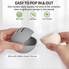 2 Soporte para Esponja de Maquillaje Estuche Esponja de Maquillaje para Guardar Silicona Flexible para Facilitar la Recogida Doble Cara y Transpirable Ideal para Viajar y Maquillaje etc (gris)