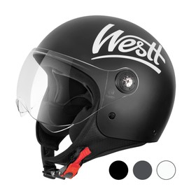 Westt 3/4 Helmet Motorcycle Open face Helmet Scooter Helmet with Clean Visor DOT Approved Vespa Vintage Moped Helmet for for Men Women