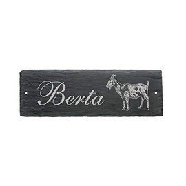 Goat Stable Sign Made of Slate with Name Door Sign for the Goat Hutch 22 x 8 cm Dekolando