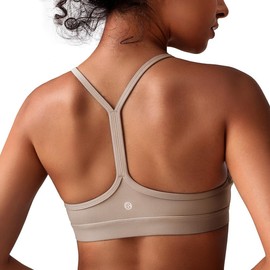 BAYDI Clouduxi Y Back Sports Bras Women - Light Support Racerback Yoga Bra, A-C Cups Pale Khaki