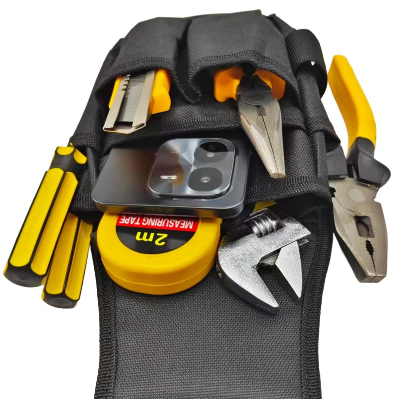 Small Tool Pouches for Belt, 6-Pocket Electrician Tool Holster with