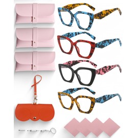 GRAFULCA Square Large Frame Funky Oprah Style Reading Glasses for Women, Spectacle Magnifying, Blue Light Eyekeepers Spring Hinge Computer Womens Readers (colorful, 3, x)