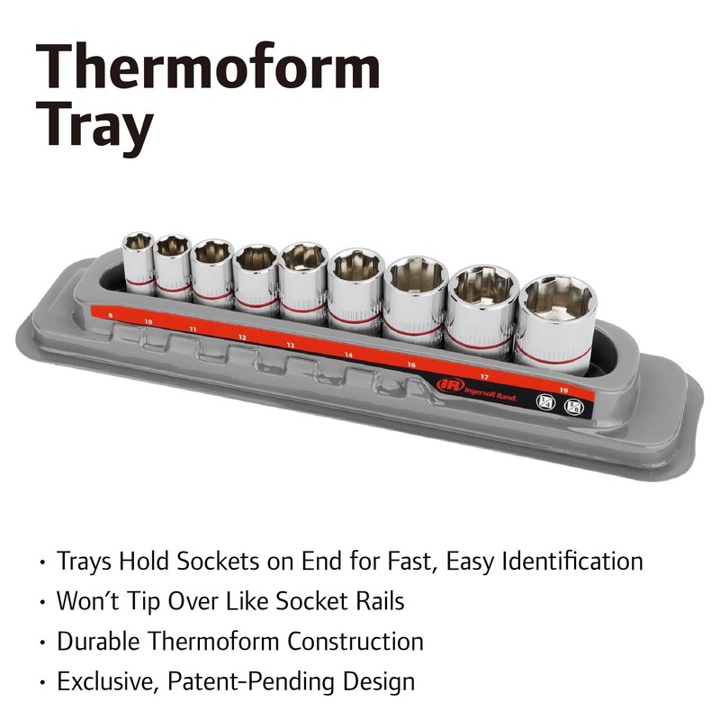 Ingersoll Rand 9 Piece Tech Solutions Metric Non-Slip Socket Set,