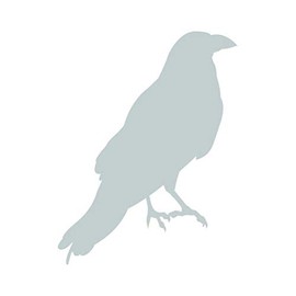 Crow Sticker - Decal - Die Cut - Raven Blackbird - Silver 1.50" x 1.94"
