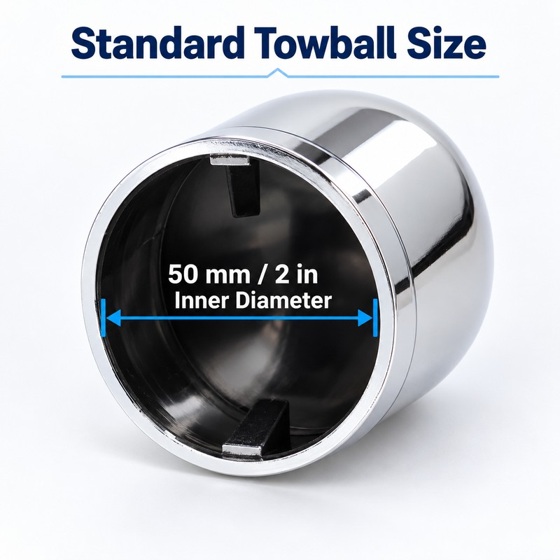 50mm Chrome Tow Ball Cover, Push-On Plastic Trailer Hitch Ball