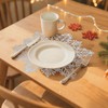 Christmas Snowflake Placemats Set of 6 Round Snow Tablemats, Silver