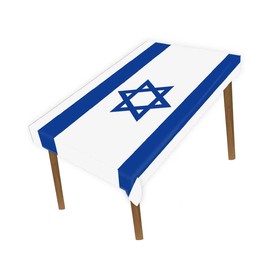 Petite Pine 60×82 Inch Rectangle Israel Flag Polyester Tablecloth,Large 5×6.8 FT Israeli Runner Decoration,Table colth Cover for Outdoor Picnic Kitchen Dining Home Decor Holiday Camping
