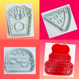 Set of 3 Burger Fries Pizza Fast Food Themed Cookie Cutters