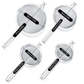 Set of 4 Kitchen Sieve Stainless Steel Set, Fine Mesh Pasta Sieves, Household Sieve, Fine Sieve Set, Flour Sieve Stainless Steel for Kitchen