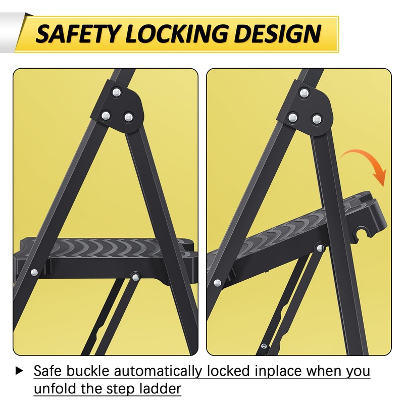 KINGRACK Step Ladder 4 Step Folding, 900lbs 4 Step Ladder
