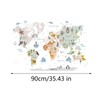 Fenteer Animal World Map Wall Stickers Wall Decals,Cute Kids Educational