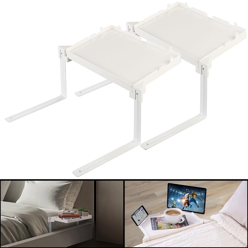 Carlo Milano Bedside Tray: Set of 2 Folding Bed Shelves,