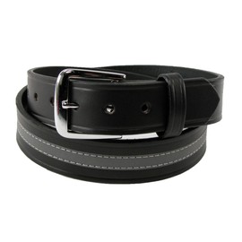 Boston Leather Men's Leather Work Belt with Reflective Safety Stripe, 42, Black