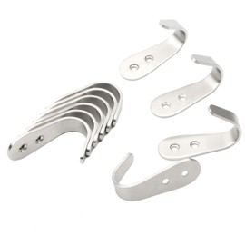 Pxyelec Thicken Stainless Steel Hooks Cabinet Bathroom Clothes Coat Hanging Hook Kitchen Hanger U-Shaped Silver Color Hooks, Pack of 10