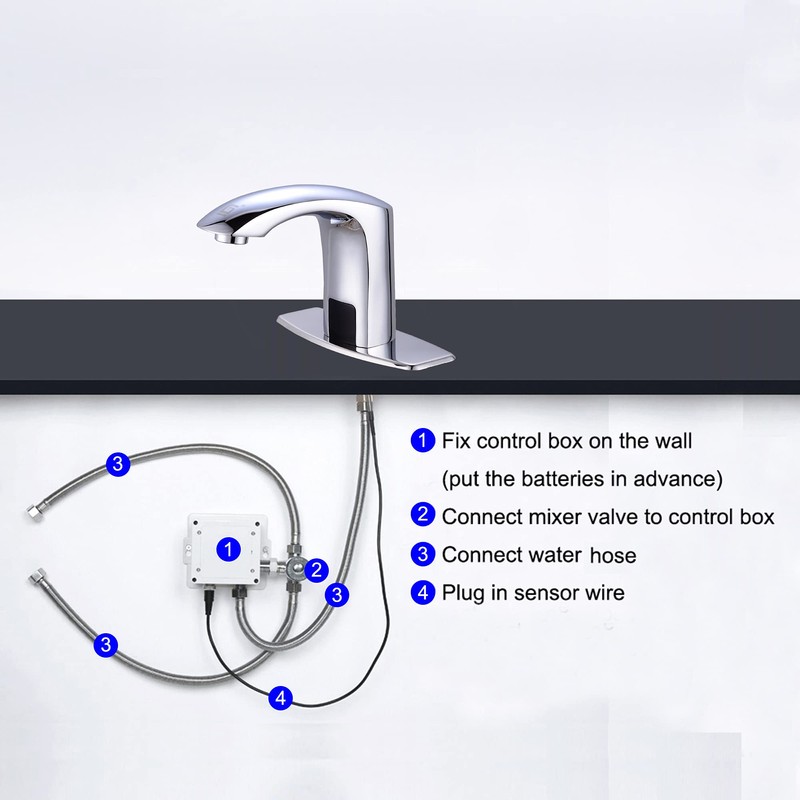 HHOOMMEE Automatic Touchless Bathroom Sink Faucet Sensor Motion Activated Commercial