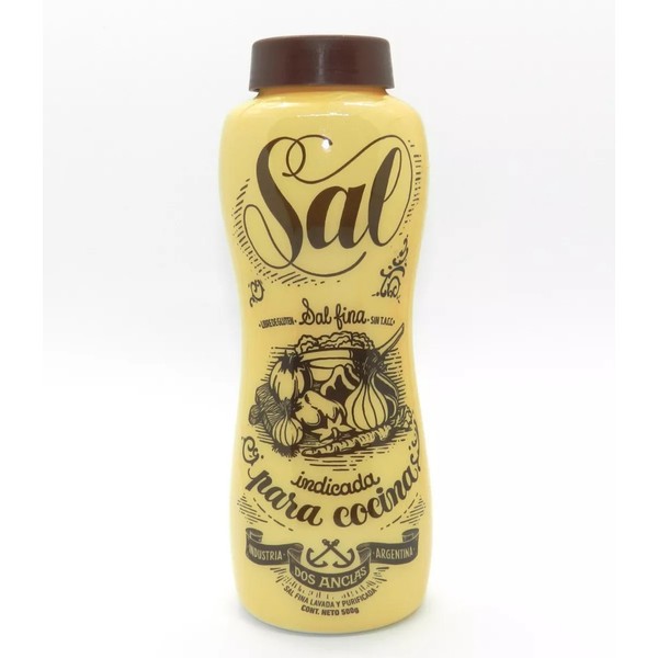 Dos Anclas Vintage Sal Fina Fine Botella Salero Salt Bottle, 500 g / 1.1 lb