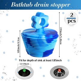 Skybooly 2 Pcs Silicone Tub Stopper Universal Bathtub Stopper Flower Shape Bath Tub Plug Drain Bathroom Shower Bathtub Drain Plug for Kitchen Bathroom Drains(Camouflage Blue)