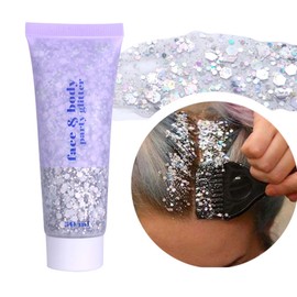Prreal Body Glitter 50 ml, Mermaid Sequins Chunky Glitter Liquid Gel Kit, Long-Lasting Glitter Powder For Festival Masquerade Birthday Makeup #Sliver
