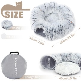 Shyllin Cat Tunnel Round Plush Cat Tunnel Round with Sleeping Space, Cat Toy for Indoor Cats, Soft Cat Bed, Cat Tunnel XXL, Cat Bed Fluffy