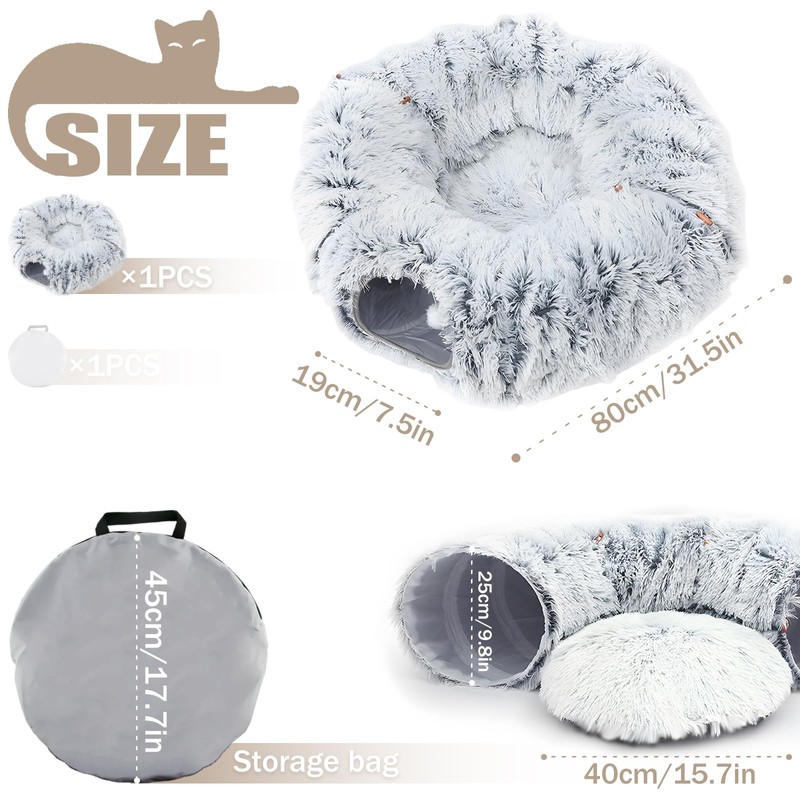 Shyllin Cat Tunnel Round Plush Cat Tunnel Round with Sleeping