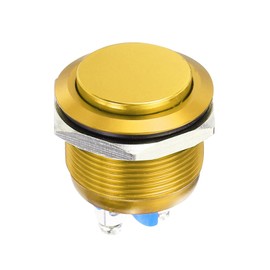 DMiotech 1 Pcs 22mm / 7/8" Push Button Switch, IP66 1NO 0-250V 5A Momentary Latching Push Button Starter Light Switch Self-Reset, Aluminum Alloy High Head Gold