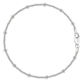 Saturn Style Chain Anklet In Sterling Silver, 10"