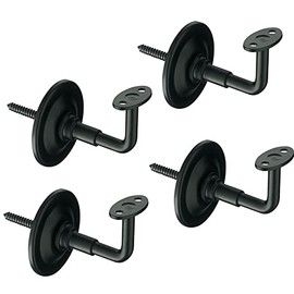 Pack of 4 Handrail Brackets | Robust and Durable Stair Railing | Wall Mounted | Steel | Colour: Matte Black | Box contents: Screws and Dowels