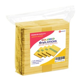 Apremont 200 pcs Assorted Colored Wooden Craft Sticks, Popsicle Stick, Arts and Crafts, Best for DIY Games Making, Building Designs or Kids Education, 4.5 inch Long (4.5 Inches, Yellow)