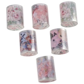 diyhub 6 Rolls Flower Tapes Decorative Tapes Set Scrapbook Tapes for Arts and Crafts DIY,Water Bottles,Gift Boxes