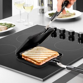Mrina Hot Sandwich Panini Maker with Handle, Non-Stick Double Sided Frying Pan Grilled