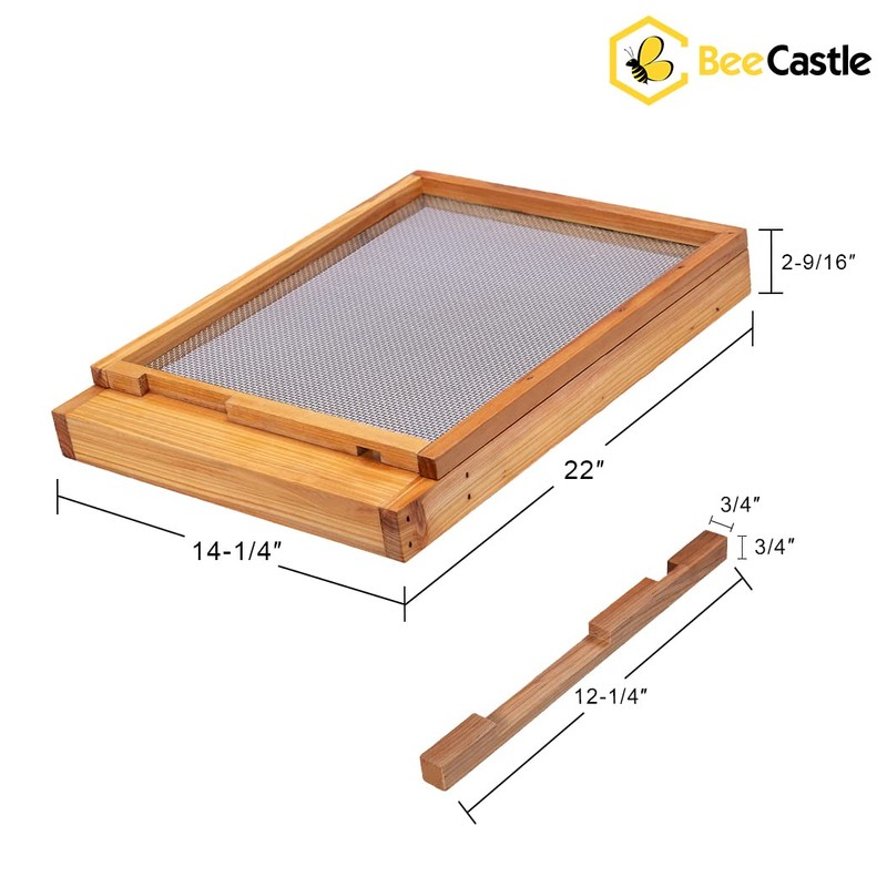 BeeCastle Beehive Screened Bottom Board Dipped in 100% Beeswax,Screened Bottom