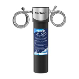 VORTOPT Under Sink Water Filter System,14000 Gallon &16" H saves Space,Flow Under Counter Water Filter Direct Connect to Kitchen Faucet,Reduces Chlorine,Lead, Bad Taste & Odor(Black-Q5-UF-M-14000 GAL)