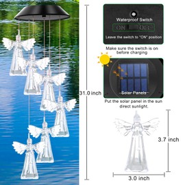 WENANA - Campanas solares de viento de ángel, luces que cambian de color, el mejor regalo para mamá, abuela, mujer, esposa, tía, hija, hermana, luz móvil única para exteriores, decoración de jardín