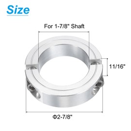 uxcell 4Pcs Double Split Clamp-On Shaft Collar for 1-7/8" Shaft, Two-Piece Clamping Collar 2-7/8" OD, 11/16" Thickness, Aluminum Alloy Set Screw Split Collar Clamp