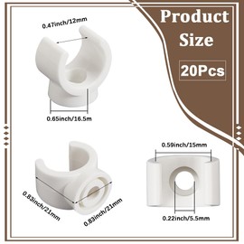 GORGECRAFT Pack of 20 12 mm PEX Clips Pipe Clips Hanger PVC Pipe Holder White Plastic U-Shaped Hook Water Pipe Holder Fastening Element Hose Clamps Socket Clamps for Secure Attachment