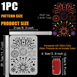 FINGERINSPIRE Fireworks Drawing Stencil 29.7x21cm - Reusable Various Shapes Painting Template for Brilliant Decoration - DIY Tool for Wood, Wall, Fabric, Furniture