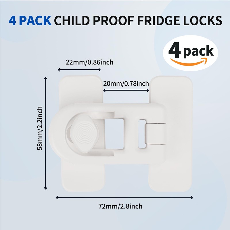 4 x Fridge Lock No Drilling Suitable for Ovens, Refrigerators,
