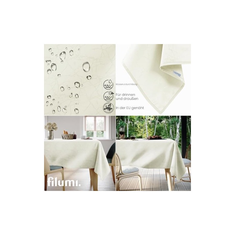 Filumi Tablecloth 140 x 240 cm Cream Washable for Indoor