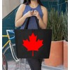 shop4ever Canada Leaf Heavy Canvas Tote with Zipper Canadian Flag