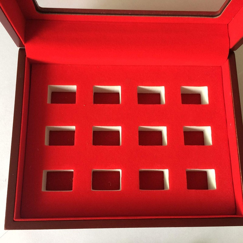 JunningGor 12 Holes Championship Big Heavy Ring Display Case Wooden