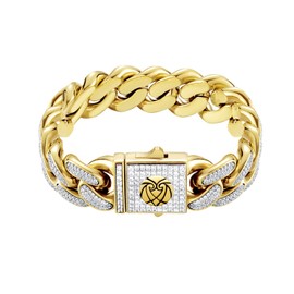 PHENGEL Chain for Men Iced Out,14k AAAAA+ CZ Gold/White Gold Cuban Link Chain Bracelet，Our size include: 7", 7.5", 8",8.5" (12MM-14K-Gold, 7 inch)